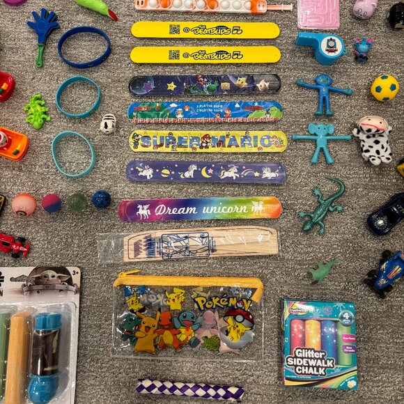Small Toys Bundle - Balls, Cars, Trucks, Bracelets, Dinosaurs, Chalk Sets, More! - Picture 10 of 11